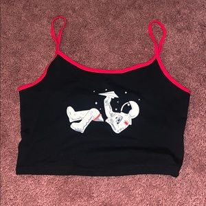 Black & Red Astronaut Crop Top